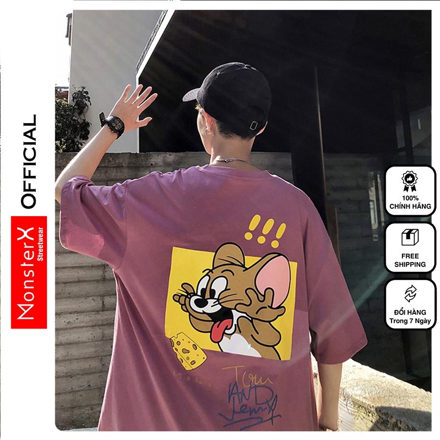 Áo thun unisex MonsterX CHUỘT phông tay lỡ nam nữ form rộng Oversize 3 màu