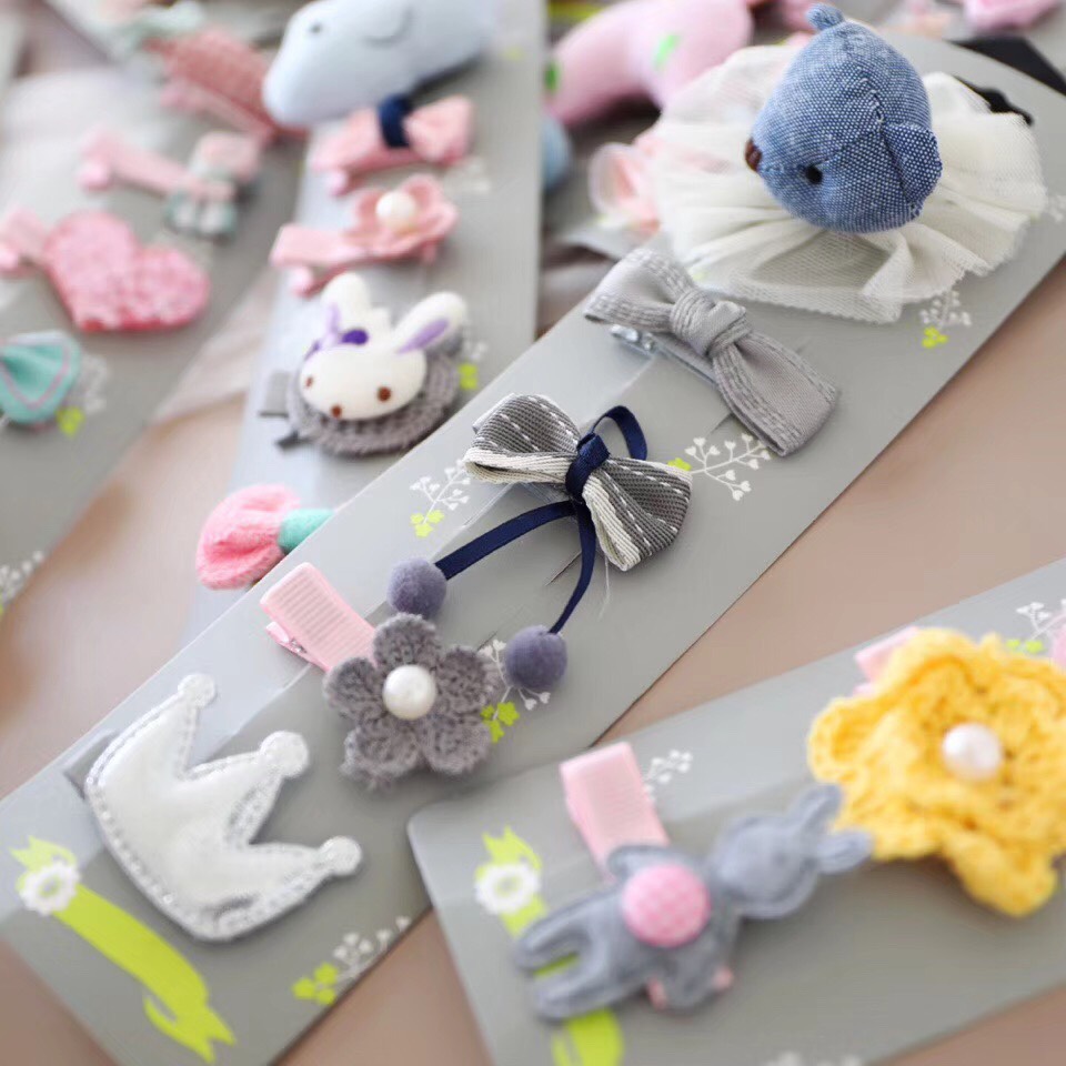 Set 5 Kẹp Tóc Mái Cao Cấp Nhiều Chi Tiết Dễ Thương Cho Bé Gái