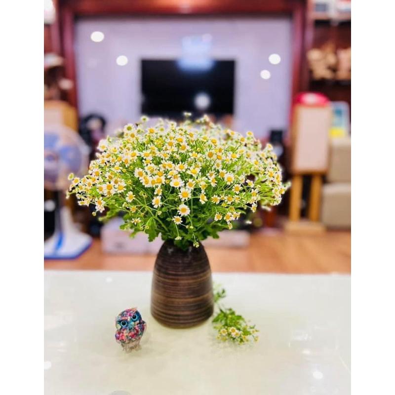 Chuông gốm cắm hoa, bình hoa gốm Bát Tràng men mộc vân Ganh sắc hoa 15cm