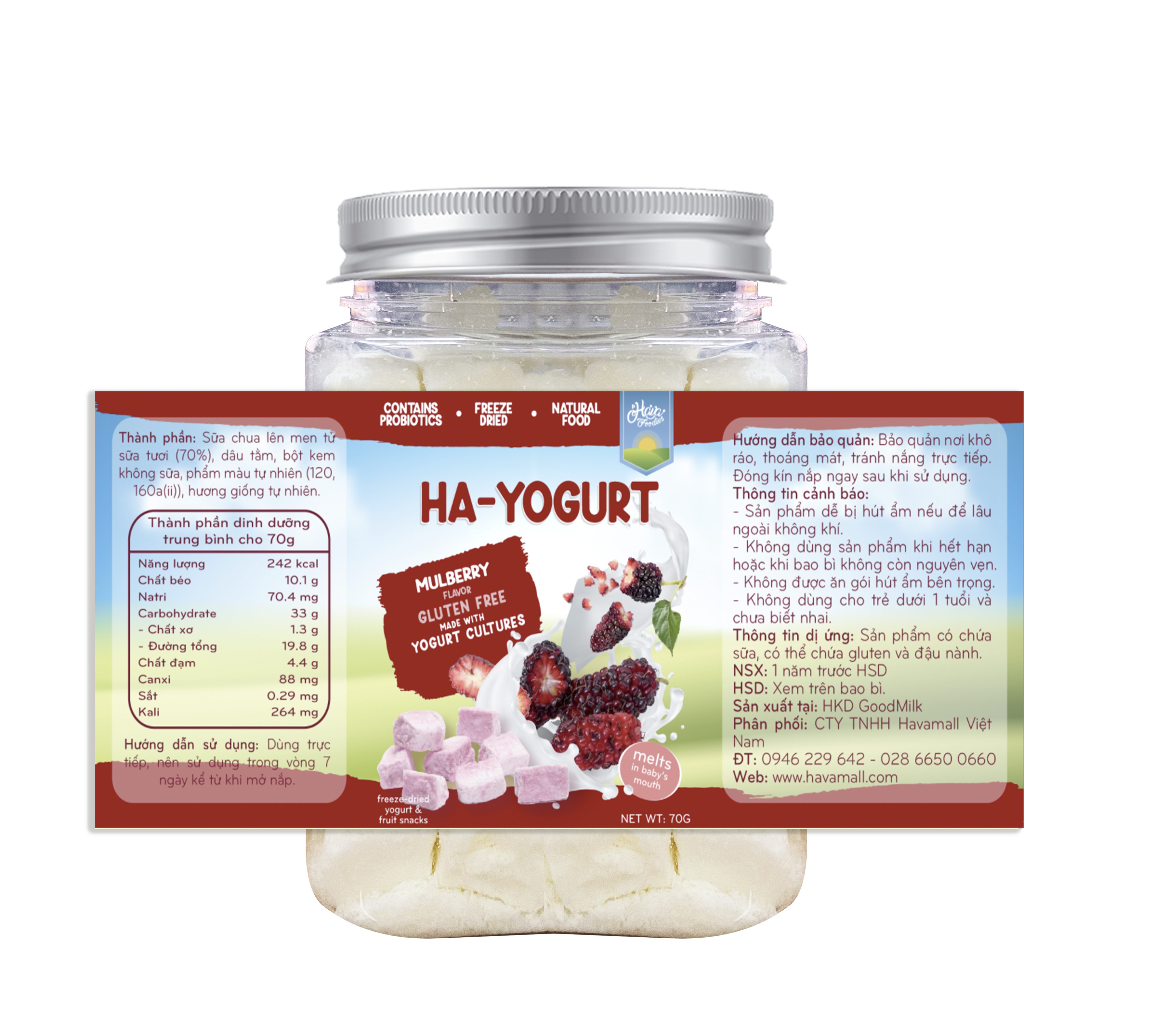 Sữa Chua Sấy Giòn Havafoodies Hủ 70g – Freeze Dried Yogurt