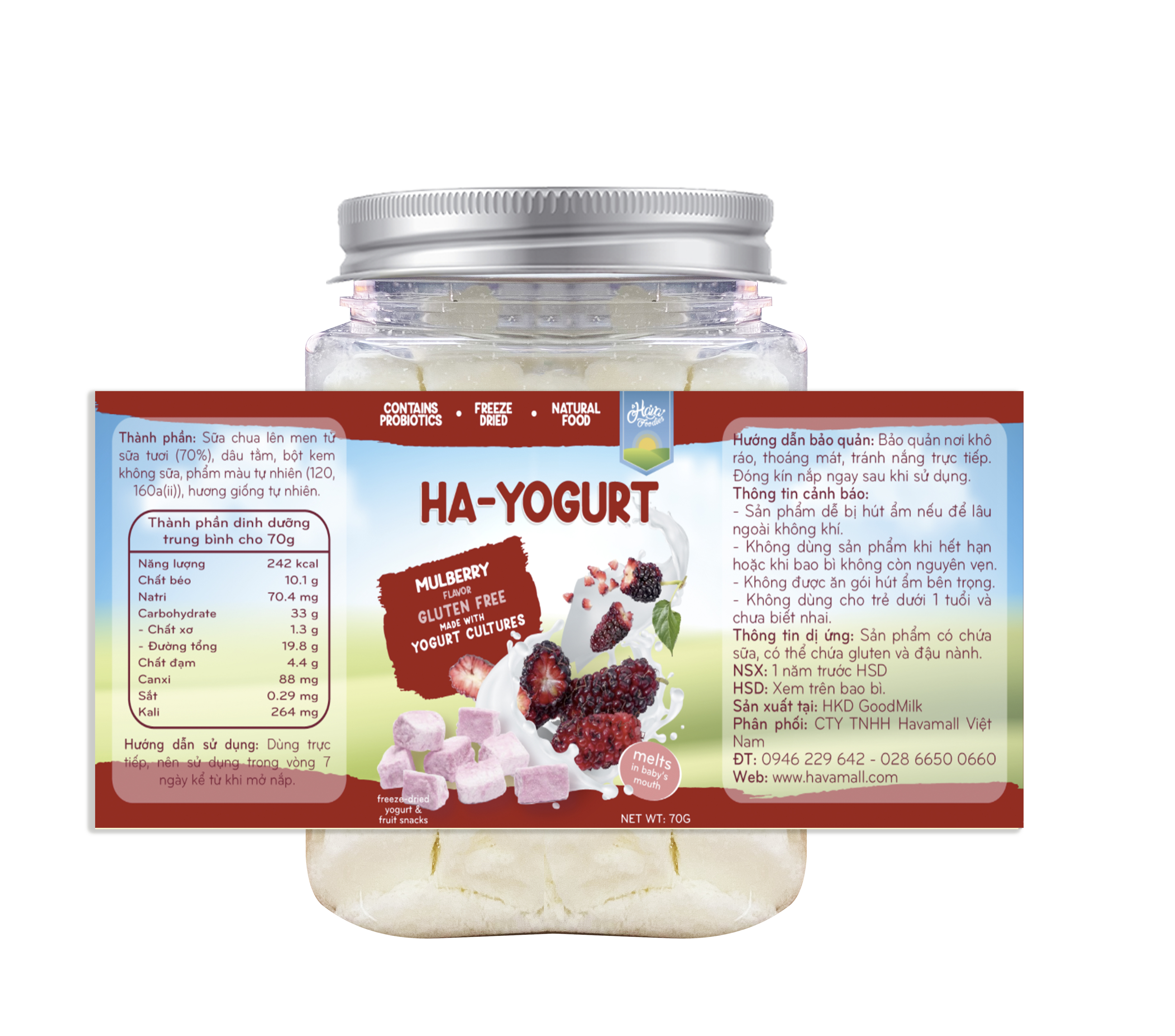 Sữa Chua Sấy Giòn Havafoodies Hủ 70g – Freeze Dried Yogurt 