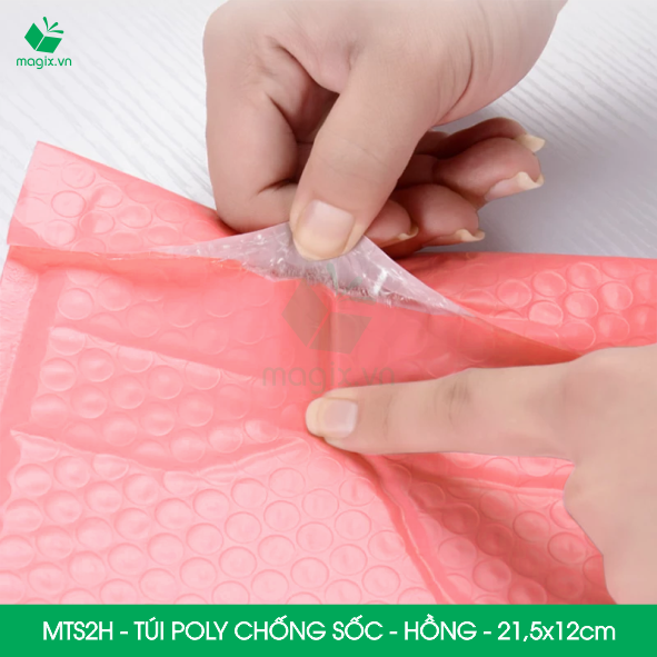 MTS2H - 21.5x12cm - COMBO 25 TÚI GÓI HÀNG CHỐNG SỐC BỌC BÓNG KHÍ MÀU HỒNG PASTEL