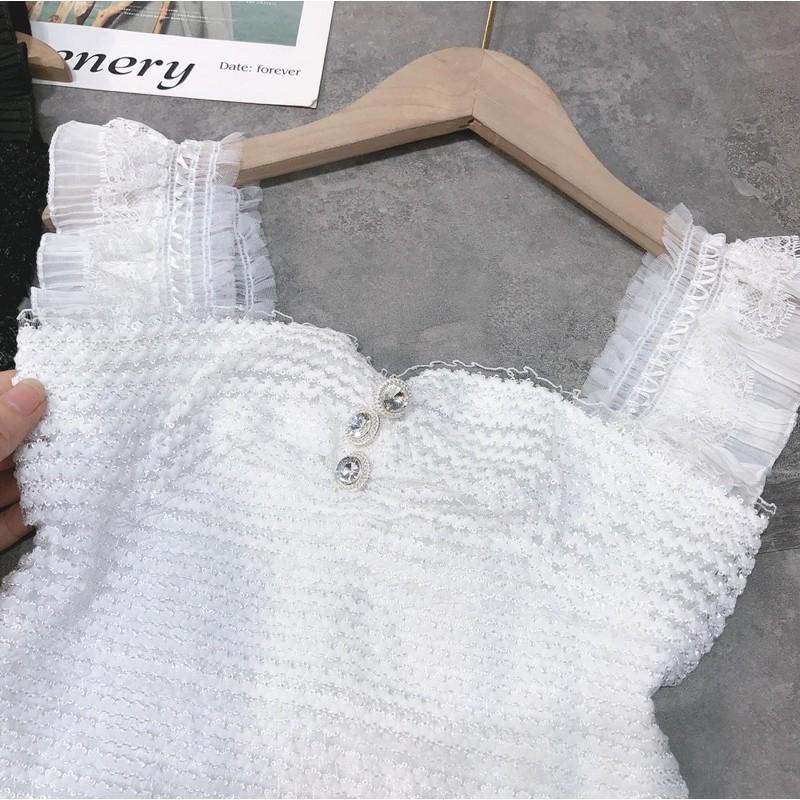 Áo 2 dây bản to bèo khoá sau lưng