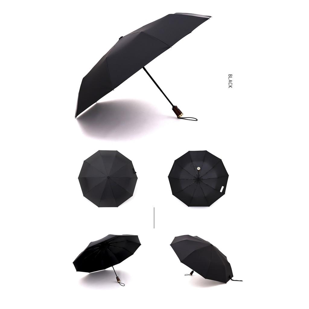 Ô dù cao cấp tự động 2 chiều LEODAUKNOW chống tia UV - Mẫu cán gỗ 102cm có nạm logo đồng