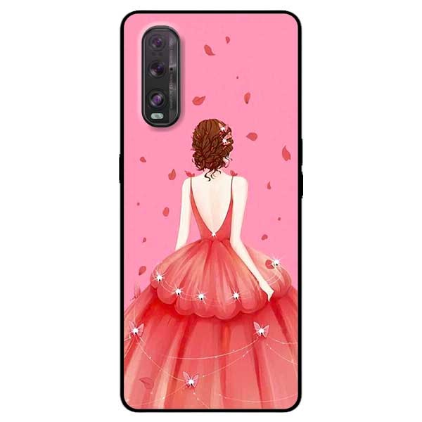 Ốp lưng dành cho Oppo Find X2 mẫu Cô Gái Váy Hồng