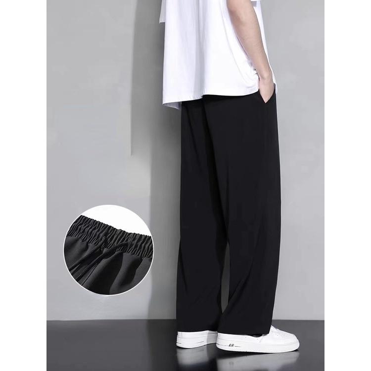 Quần thun boli đen ống rộng ống suông baggy nam nữ PHong cách unisex - vải co giãn tốt quần ulzzang