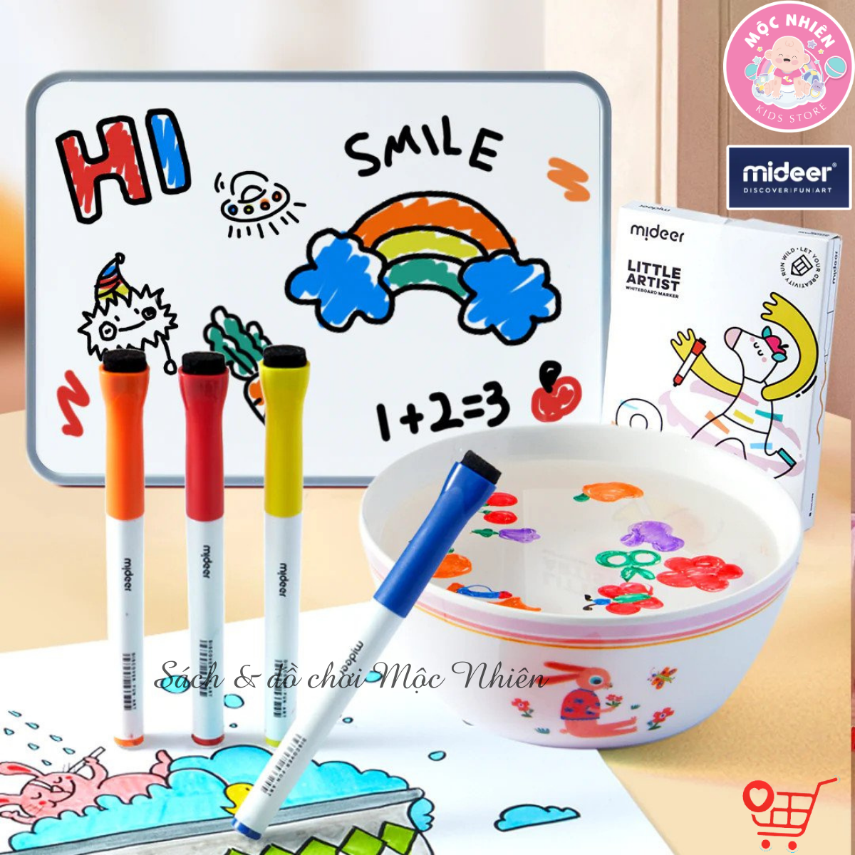 Hộp 08 Bút Lông Màu Vẽ Bảng An Toàn Cao Cấp Cho Bé - Mideer Little Artist Whiteboard Marker MD3224