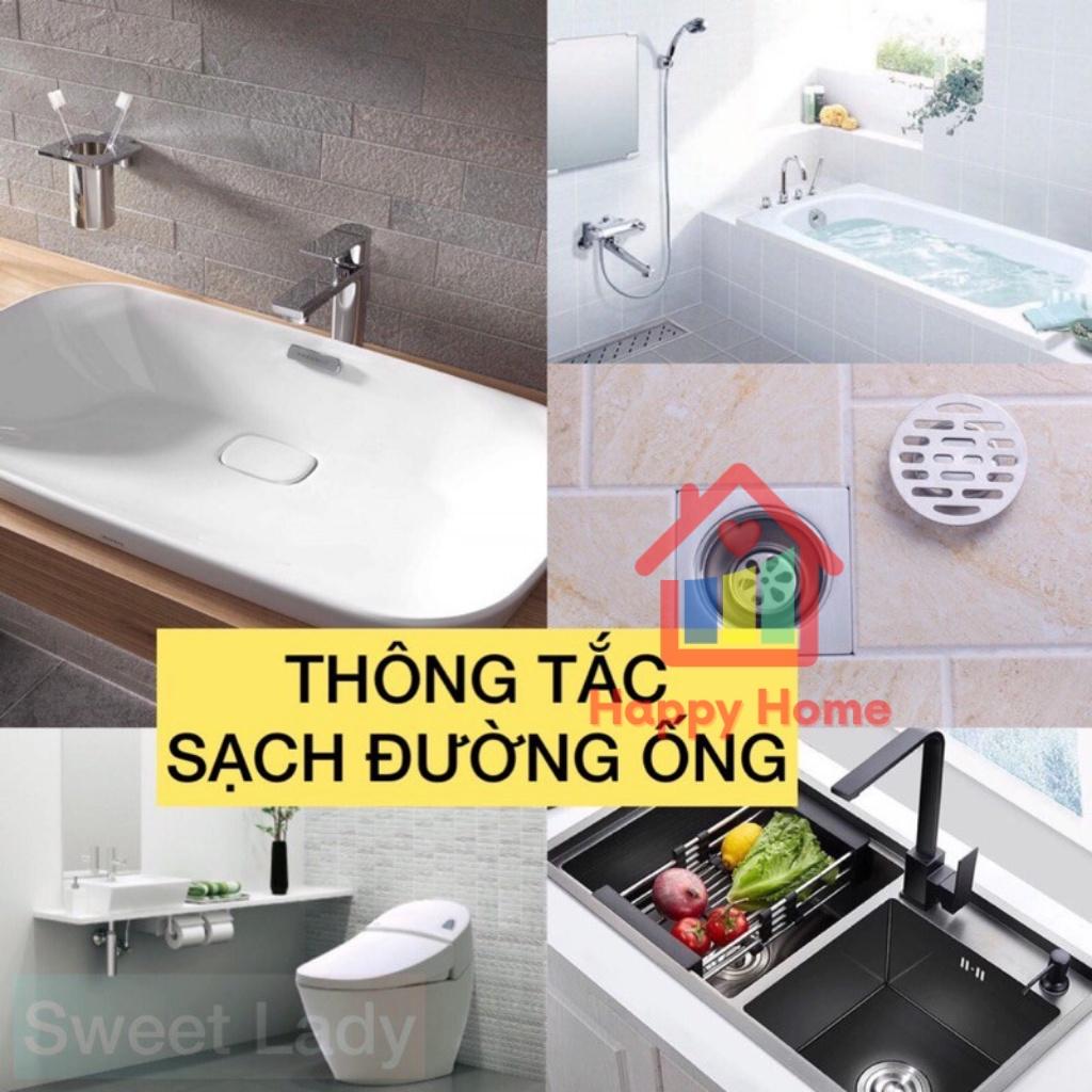 Bột thông tắc cống cực mạnh, bồn cầu, đường ống, bồn rửa mặt chính hãng Happy Home