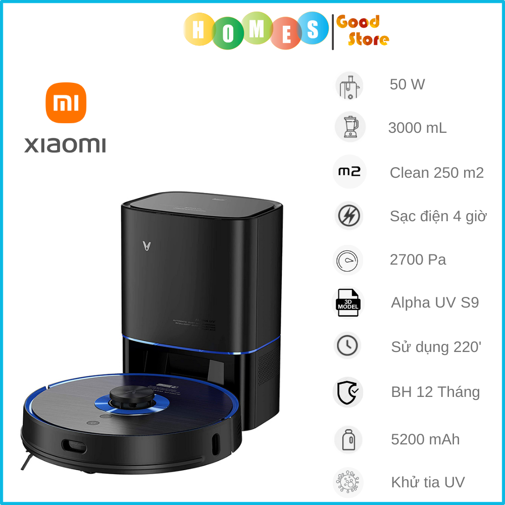 Robot Hút Bụi Lau Nhà Xiaomi Vacuum E5 - Kết Nối App Điện Thoại Thuật Toán Thông Minh Cảm Biến Chống Rơi Rớt Lực Hút 2000 Pa - Hàng Chính Hãng