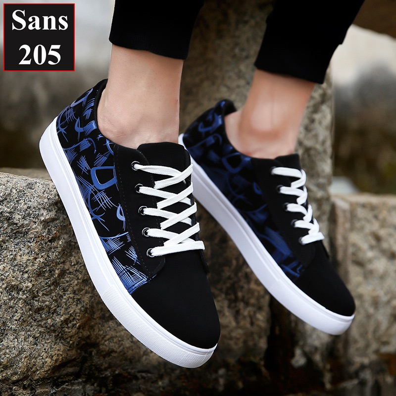 Giày thể thao nam sneaker Sans205 màu đen xanh đỏ