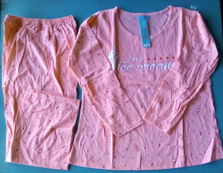 Đồ bộ sau sinh cotton dáng dài tay dài có form to đến 80kg-họa tiết ngẫu nhiên