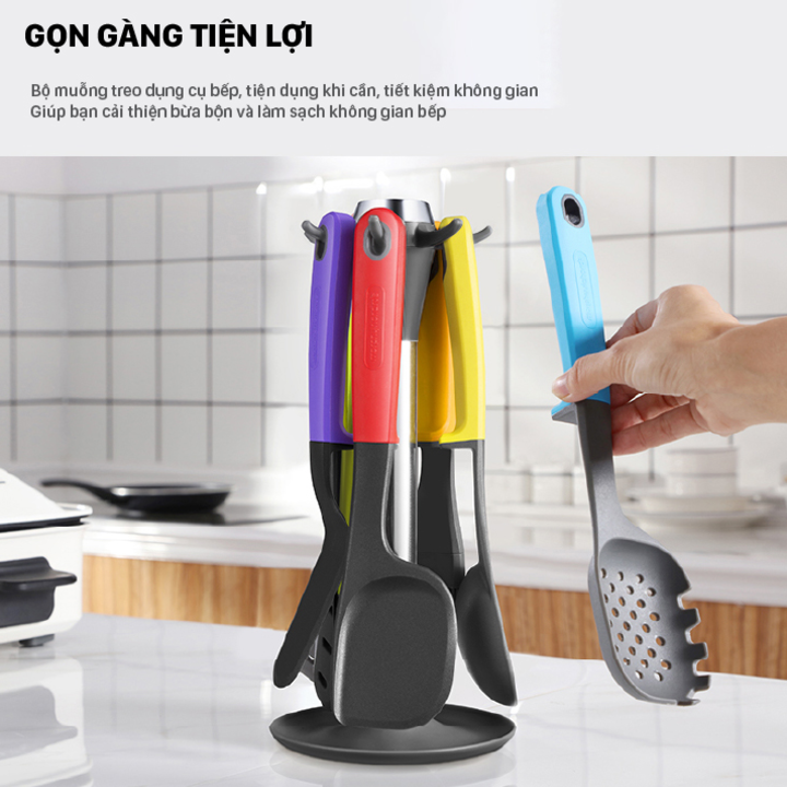 Bộ dụng cụ nhà bếp 7 món cao cấp thương hiệu Morphy Richards RM1032 - Chất liệu siêu bền chịu nhiệt độ cao - HÀNG NHẬP KHẨU