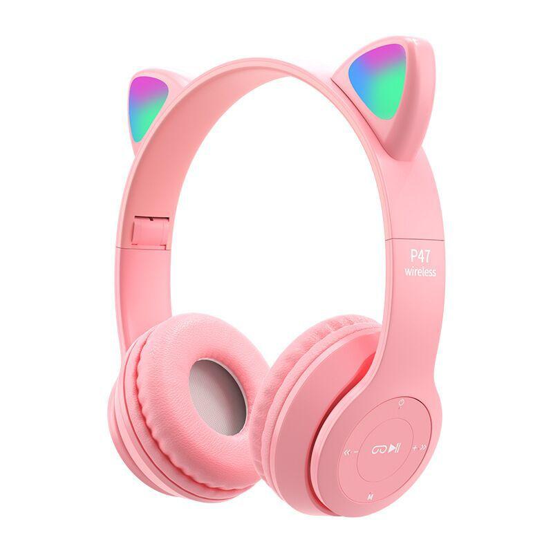 Tai Nghe Mèo Bluetooth Chụp Tai P47M, Có Micro, Âm Thanh Siêu Bass. Headphone Con Mèo Chơi Game, Học Online