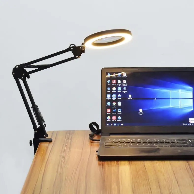 Kính lúp gắn bàn có đèn TERINO DE-5XB - Hàng chính hãng