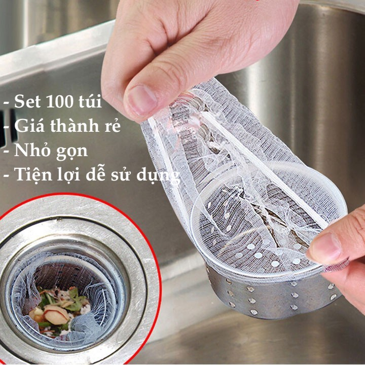 Combo 100 Túi Lọc Rác Bồn Rửa Bát - Túi Lưới Lọc Rác Giúp Ngăn Chặn Tắc Đường Ống