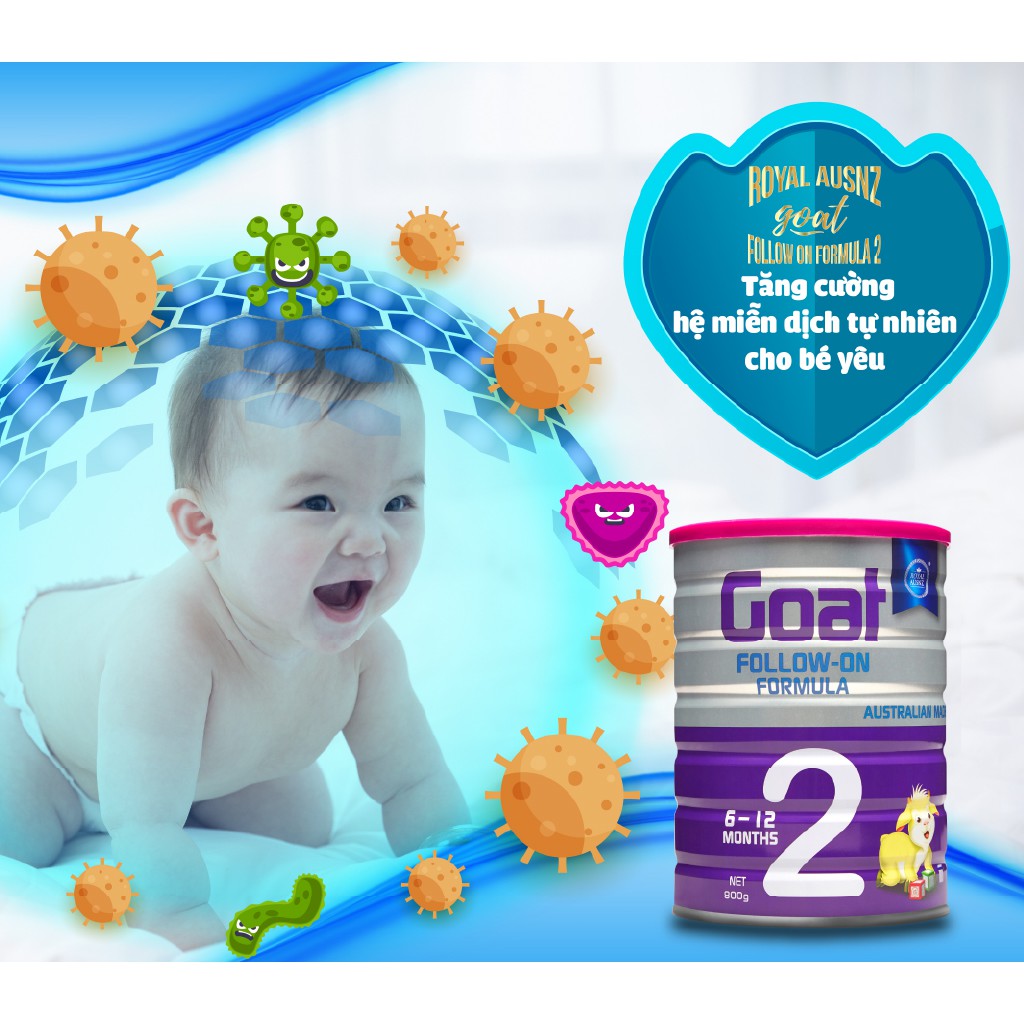 Combo 2 Hộp Sữa Dê Hoàng Gia Úc Goat Follow-On Formula 2 Bổ Sung Dinh Dưỡng Cho Bé ROYAL AUSNZ 800g