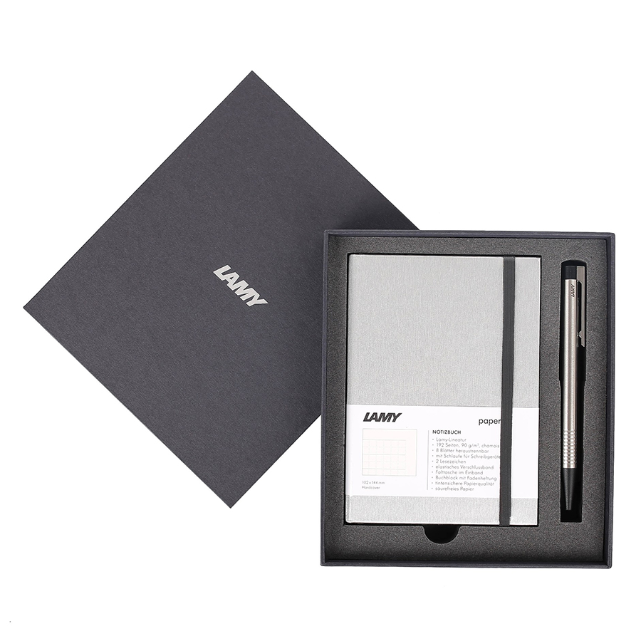 Gift Set Lamy Notebook A6 Softcover Grey + Lamy Logo Steel - GSA6-Lo004