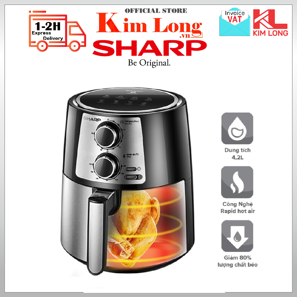 Nồi chiên không dầu Sharp KF-AF42MV-ST chống dính 4,2L Công suất 1250W -1450W - Hàng chính hãng