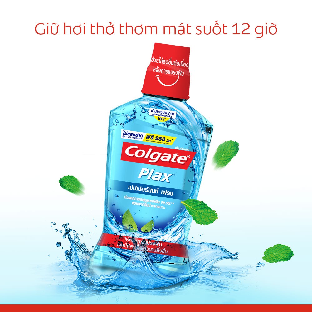 Combo 6 Nước súc miệng Colgate kháng 99% vi khuẩn Plax hương bạc hà 100ml tiết kiệm