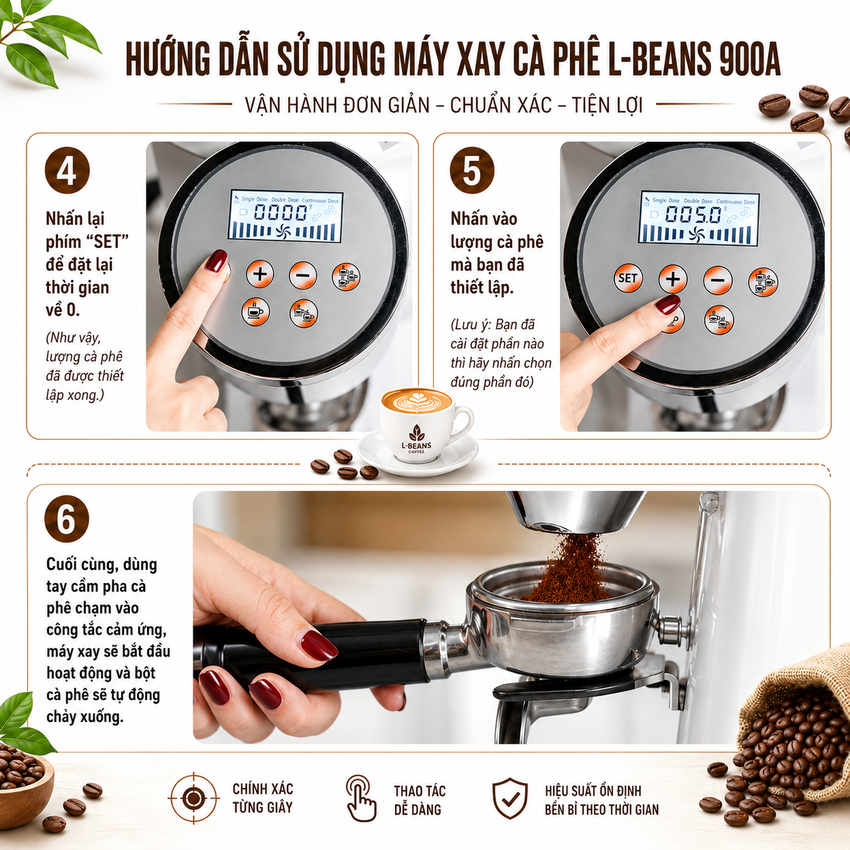 Máy xay hạt cà phê chuyên nghiệp dùng cho quán cà phê L-Beans 900A - Công suất 350W -Hàng Chính Hãng