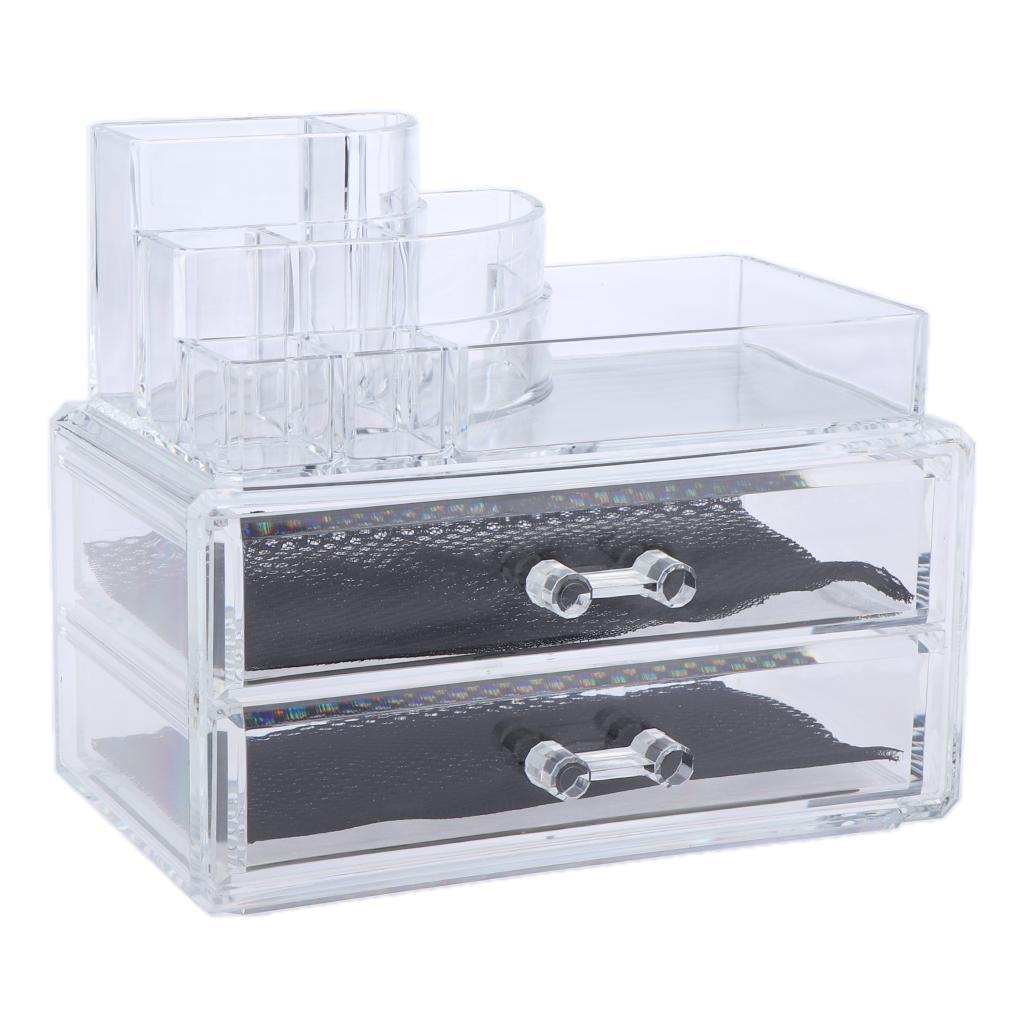 Acrylic Cosmetic Luxury Jewelry Lipstick Case Makeup Organizer with 2 Drawer
