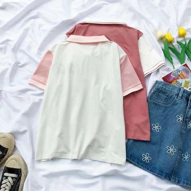 Áo polo có cổ phối họa tiết trái cây dễ thương