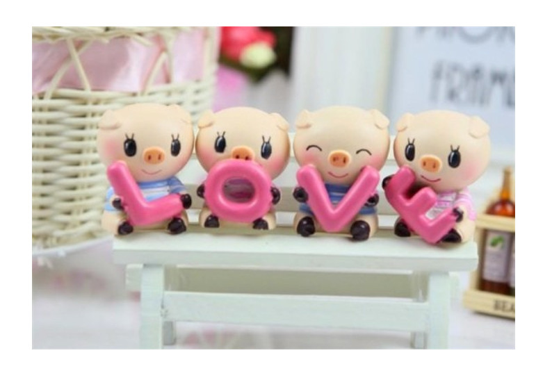 Combo bộ 4 tượng bé heo chữ love