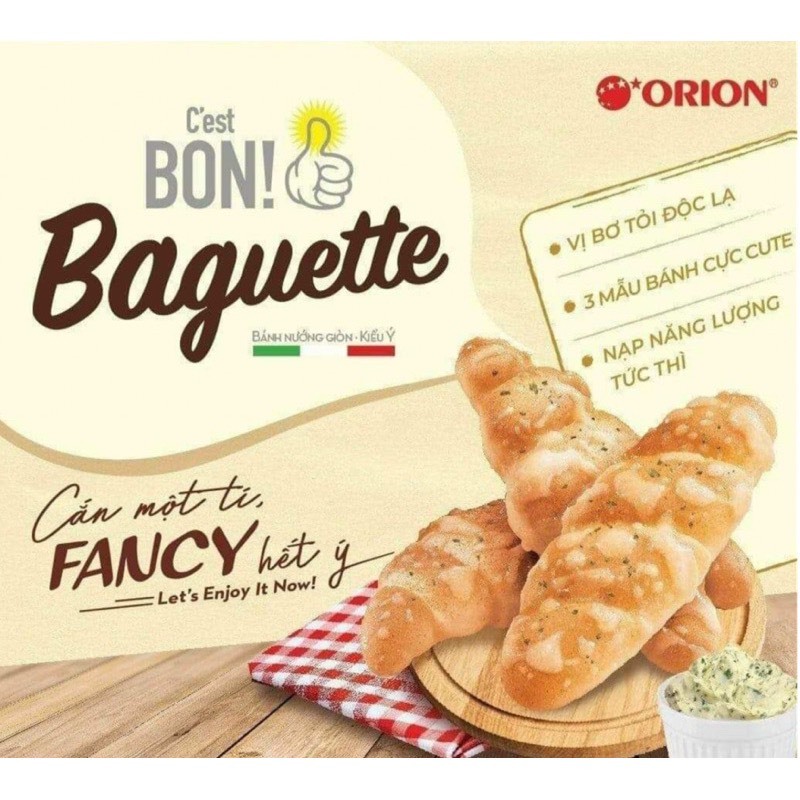 Bánh Nướng Giòn C'est Bon Orion Baguette Vị Bơ Tỏi Đút Lò (Túi 5 gói)