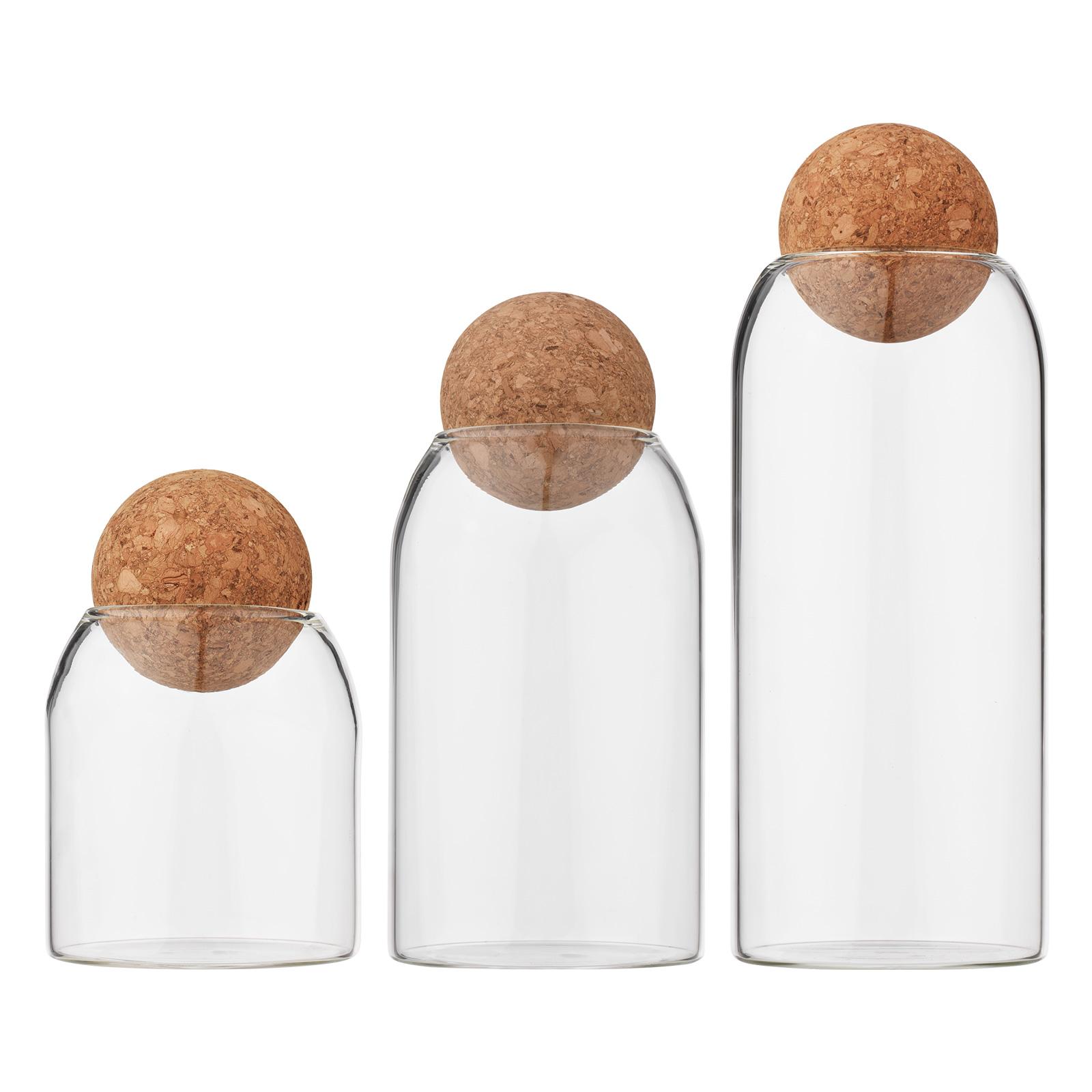 Set 3 Lọ Đựng Thực Phẩm Bằng Thủy Tinh Có Nắp Đậy Kín Bằng Gỗ Bóng