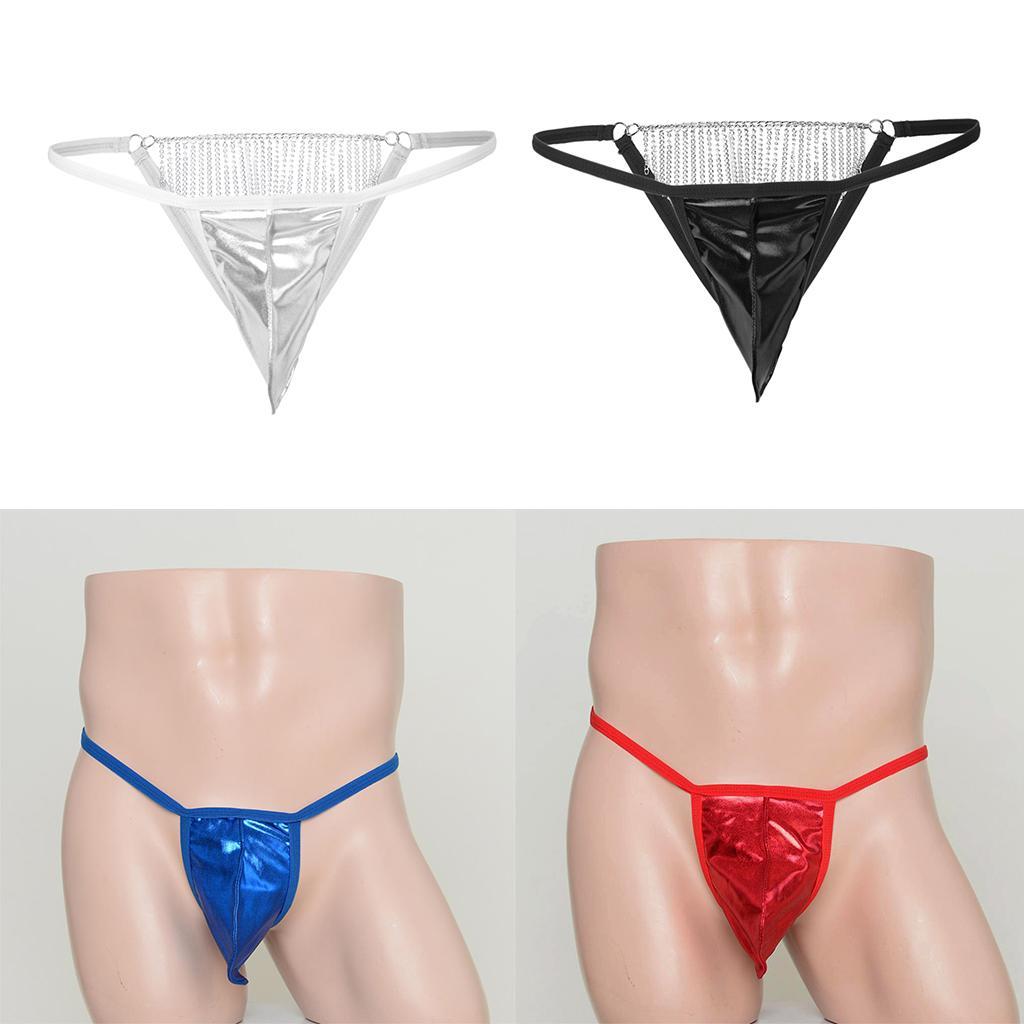 Men Back Tassel Chain T-Back Underwear Low-rise Bikini G-String Thong Briefs