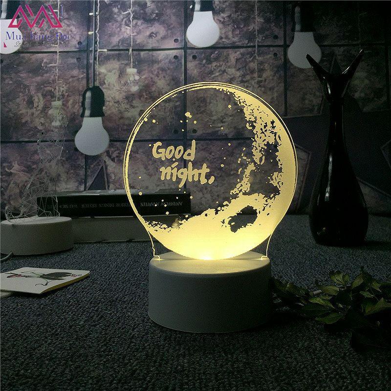 Quà Tặng Đèn ngủ sáng tạo led 3D chúc ngủ ngon cắm điện