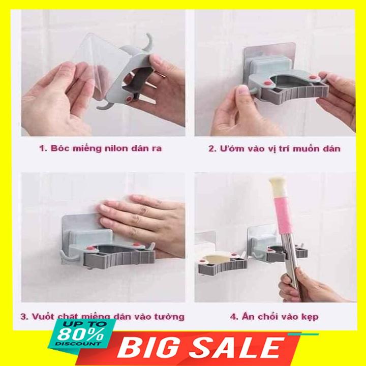 Móc dán tường siêu dính đa năng treo đồ, kẹp chổi 6,5 x 7cm bền, đẹp, tiện lợi
