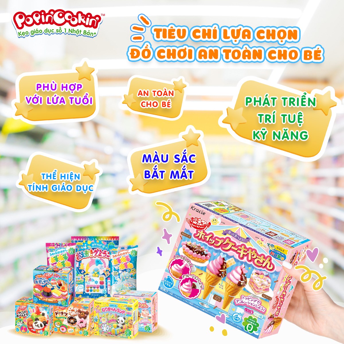 Kẹo popin cookin sáng tạo thế giới kem chocolate - whip cake ya san