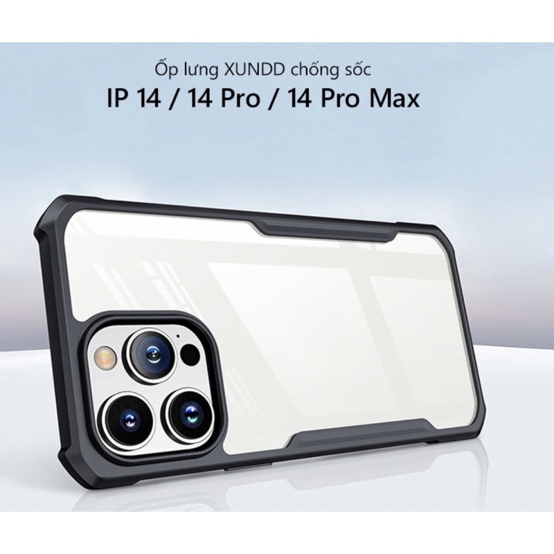 Ốp lưng kính XUNDD Cho iPhone 14, 14 Pro, 14 Max, 14 Pro Max viền dẻo chống sốc nam tính siêu đẹp - hàng chính hãng
