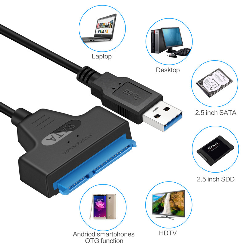 Cáp Chuyển Đổi Kết Nối Ổ Cứng HDD Từ USB 3.0 Sang Sata 22 Pin 2.5 Inch