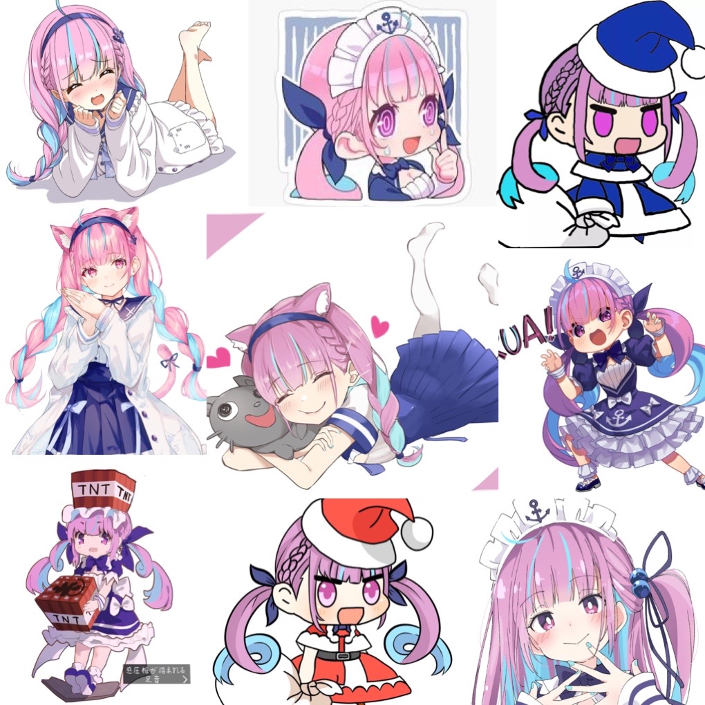 Ảnh Sticker Aqua Hololive 30-60cái ép lụa khác nhau/Hình dán Vtuber Aqua