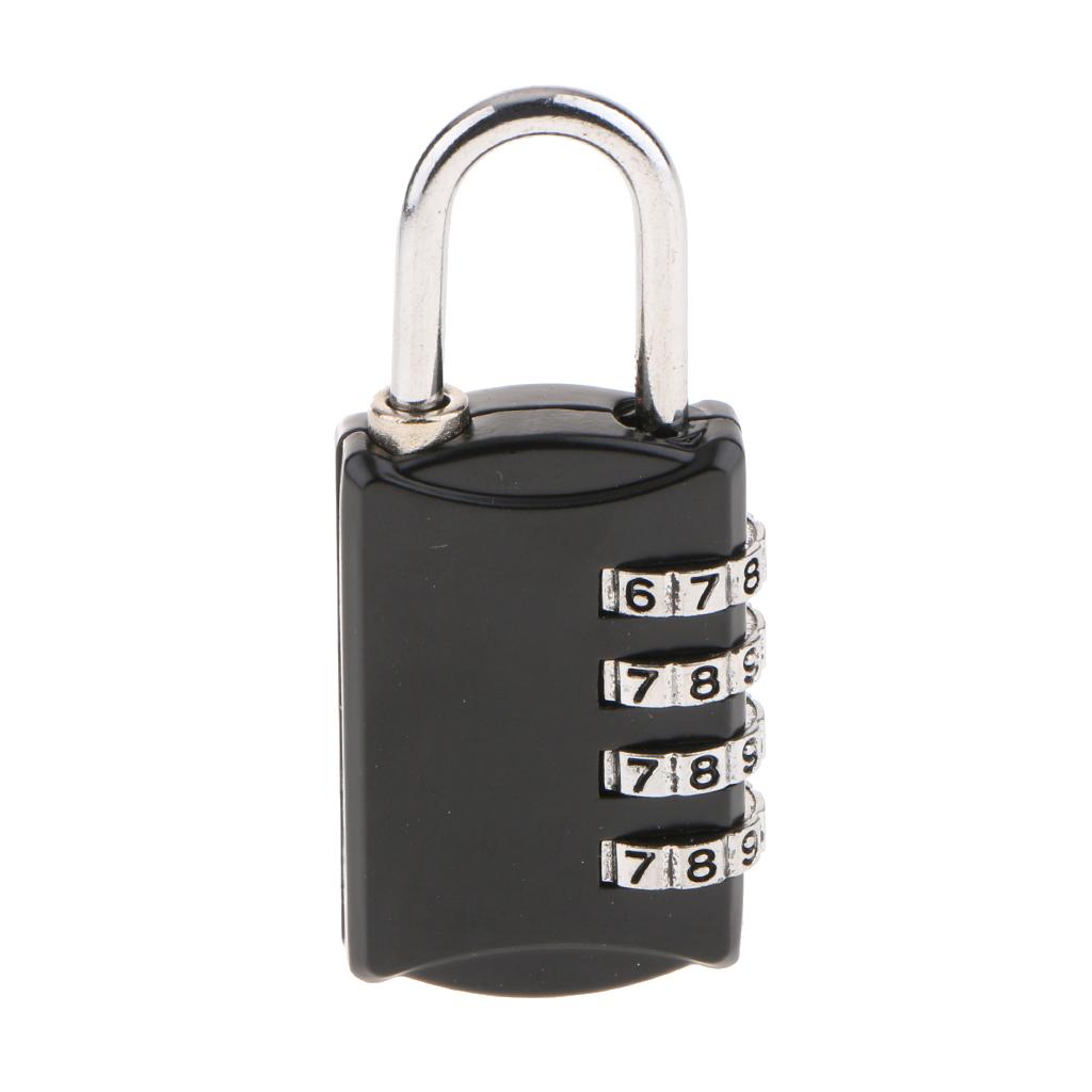 4 Digit Combination Lock Code Padlock for Gym, Sports, School & Employee Locker, Outdoor, Fence, Hasp and Storage - Easy to Set Your Own Keyless Resettable Combo 16H - Black