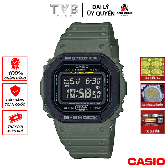 Đồng hồ nam dây nhựa Casio G-Shock chính hãng DW-5610SU-3DR