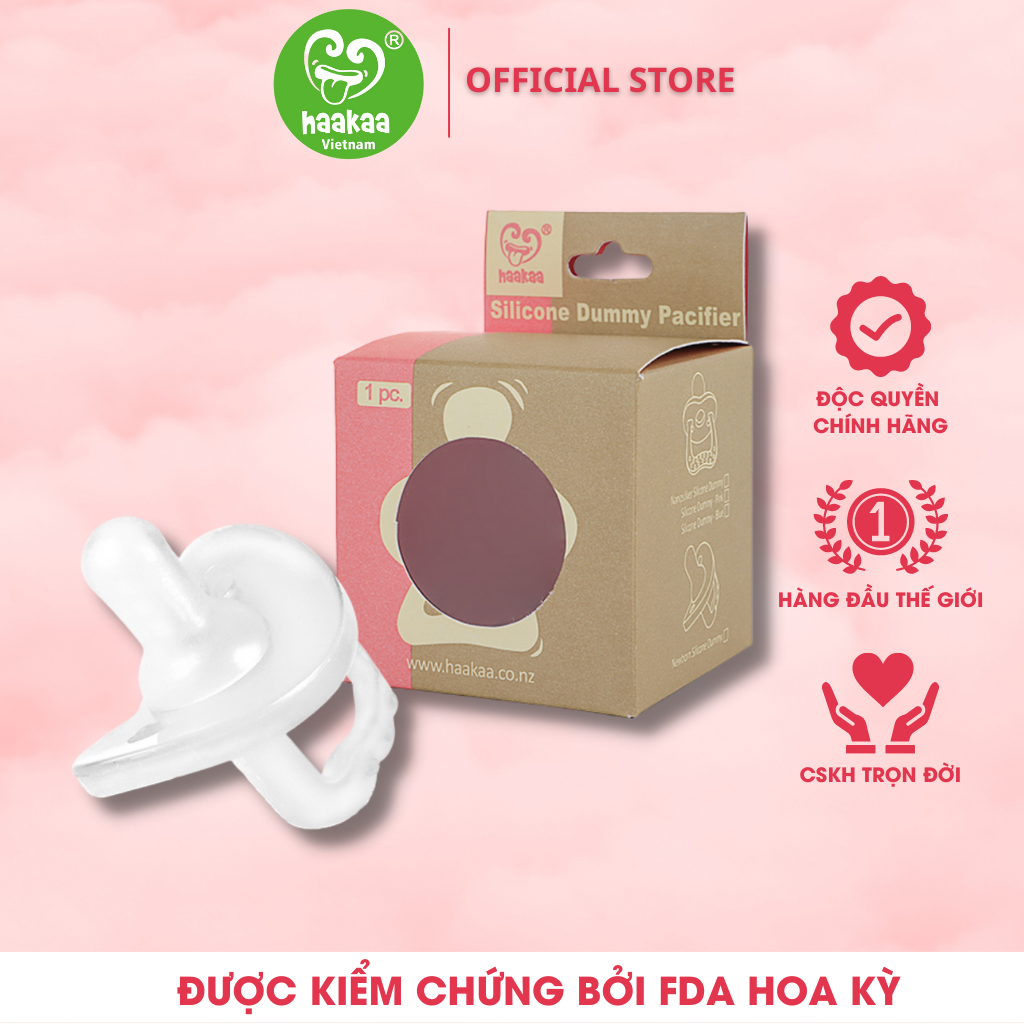 Ti ngậm cho bé silicone Haakaa. Chất liệu silicone mềm mại, an toàn. Không chứa BPA, PVC và phthalate