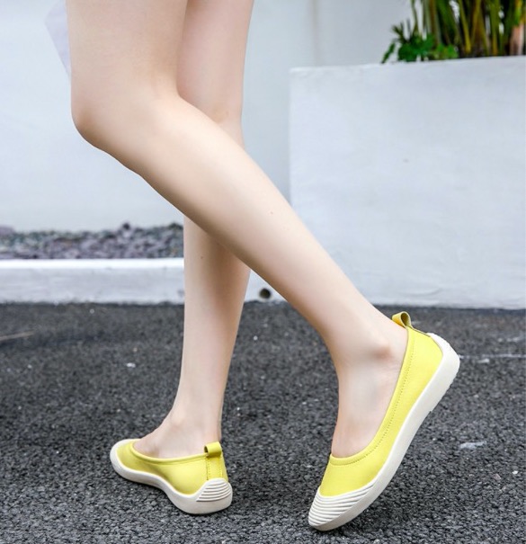 Giày Slip on da cao cấp siêu mềm màu vàng