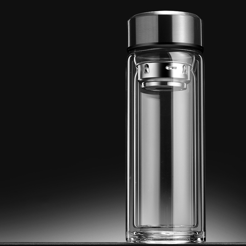 Bình Pha Trà Thủy Tinh 2 Lớp Có Lõi Lọc Inox Tiện Lợi Phong Cách Hiện Đại Quà Tặng Sang Trọng