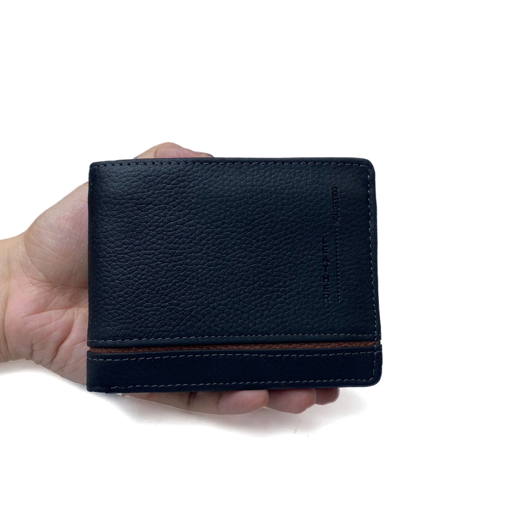 Ví nam da bò sáp Italy phối màu lịch lãm, sang trọng PQ Leather PV2 - BH 12 tháng