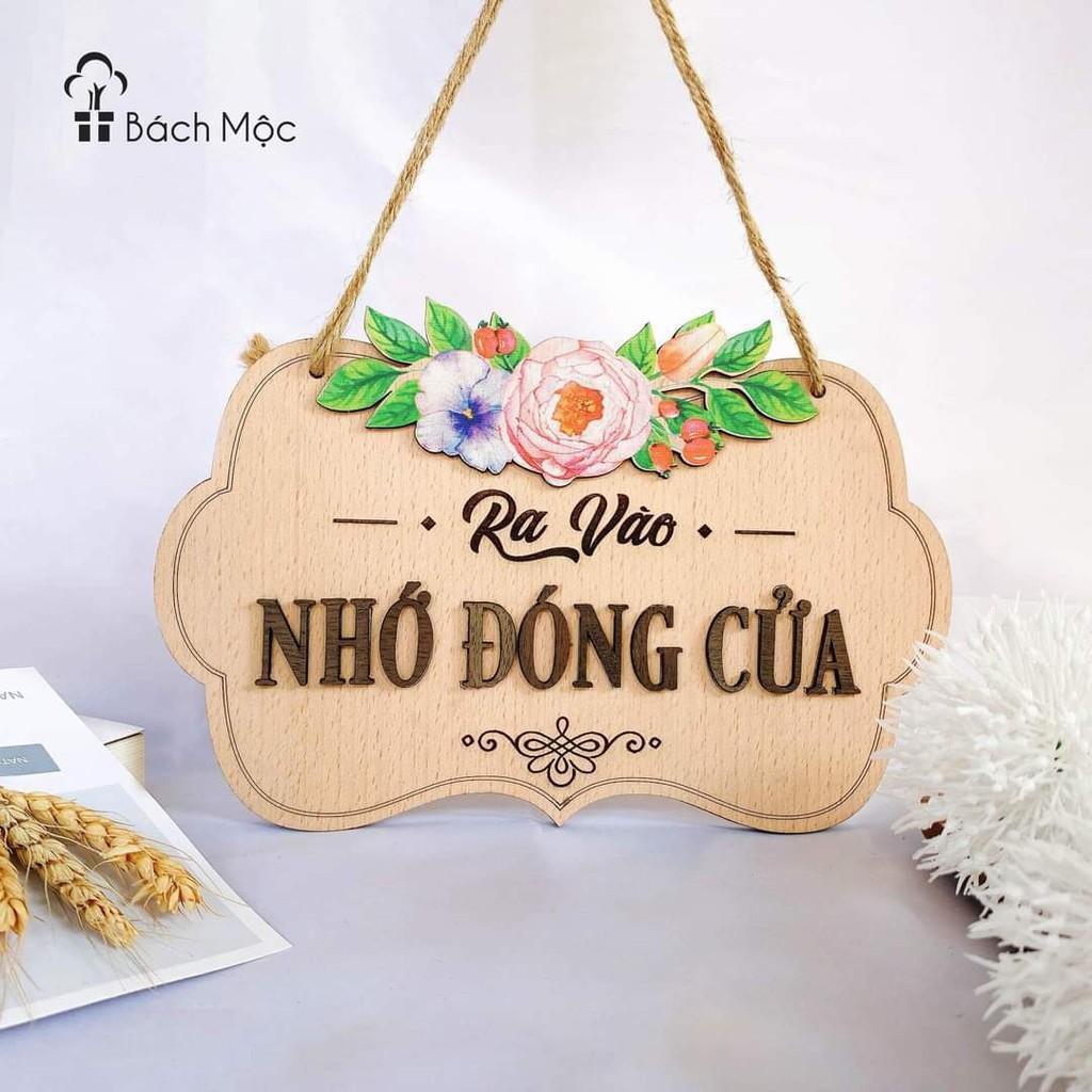 Bảng gỗ vui lòng gõ cửa, bấm chuông, đóng cửa mẫu đẹp (bảng gỗ trang trí + quà tặng