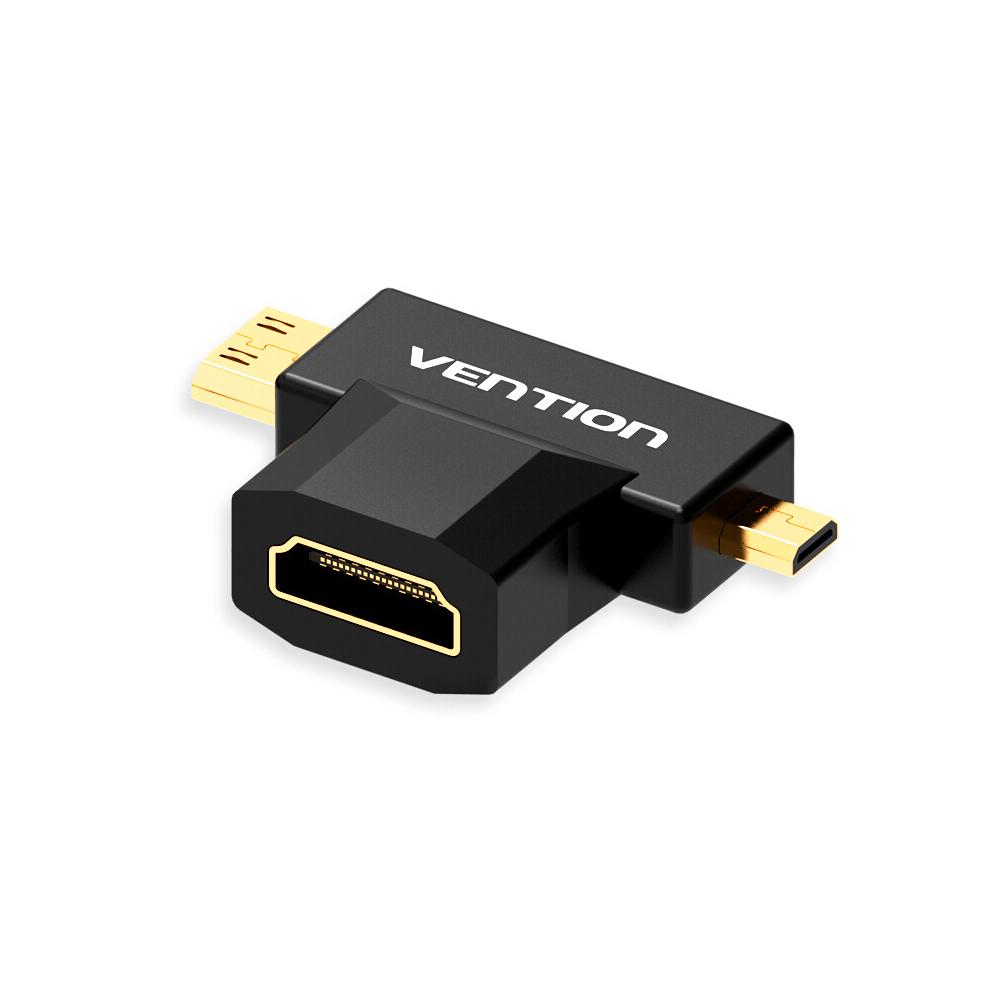 VENTION Mini/Micro HD to HD Adapter 2 IN 1 HD Converter for Tablet TV Displayer and Projector (Black)