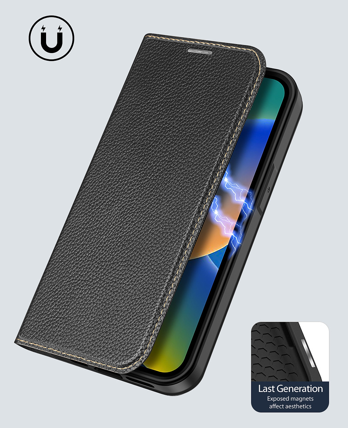 Bao da cho iPhone 14 Pro Max hiệu Dux Ducis Skin Wallet Card Chống sốc - Hàng nhập khẩu