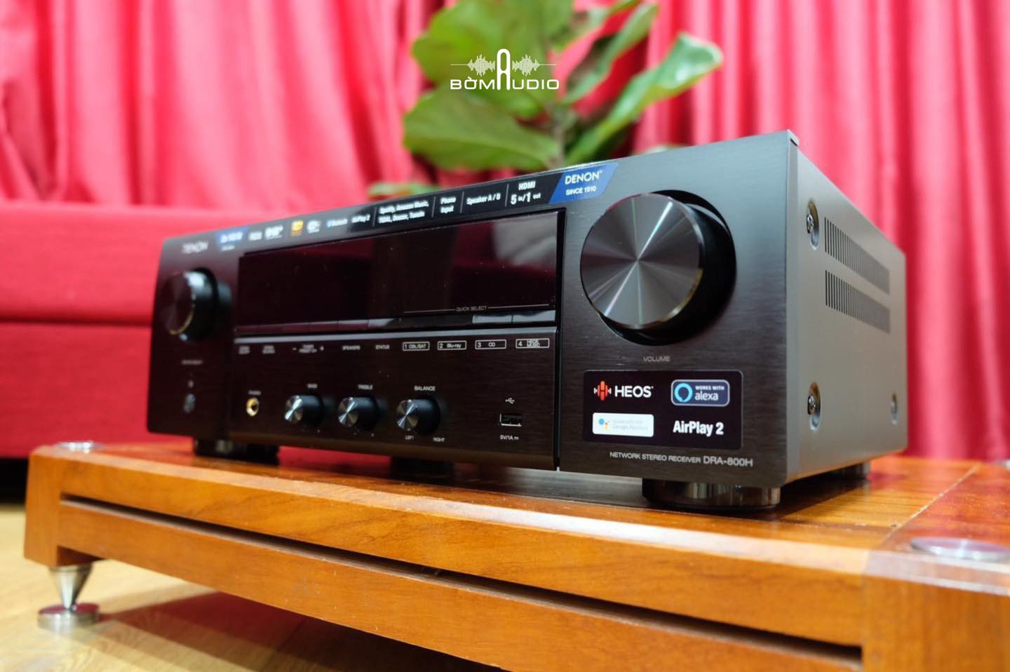 DENON DRA-800H | Amply Xem Phim Nghe Nhạc 2 Kênh - Chuẩn 4K UHD x 100 W/Kênh - Tích hợp DAC AKM 32bit + Music Server - App HEOS + Trợ lý ảo Alexa, Google, Siri - Stream Nhạc Số Qua Wi-Fi, AirPlay2, Bluetooth  | Hàng Chính Hãng _ Mới 100%