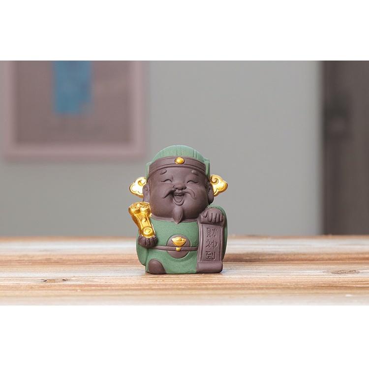 Bộ tượng tam đa PHÚC LỘC THỌ đứng, tượng gốm tử sa mini trang trí bàn làm việc, phòng khách