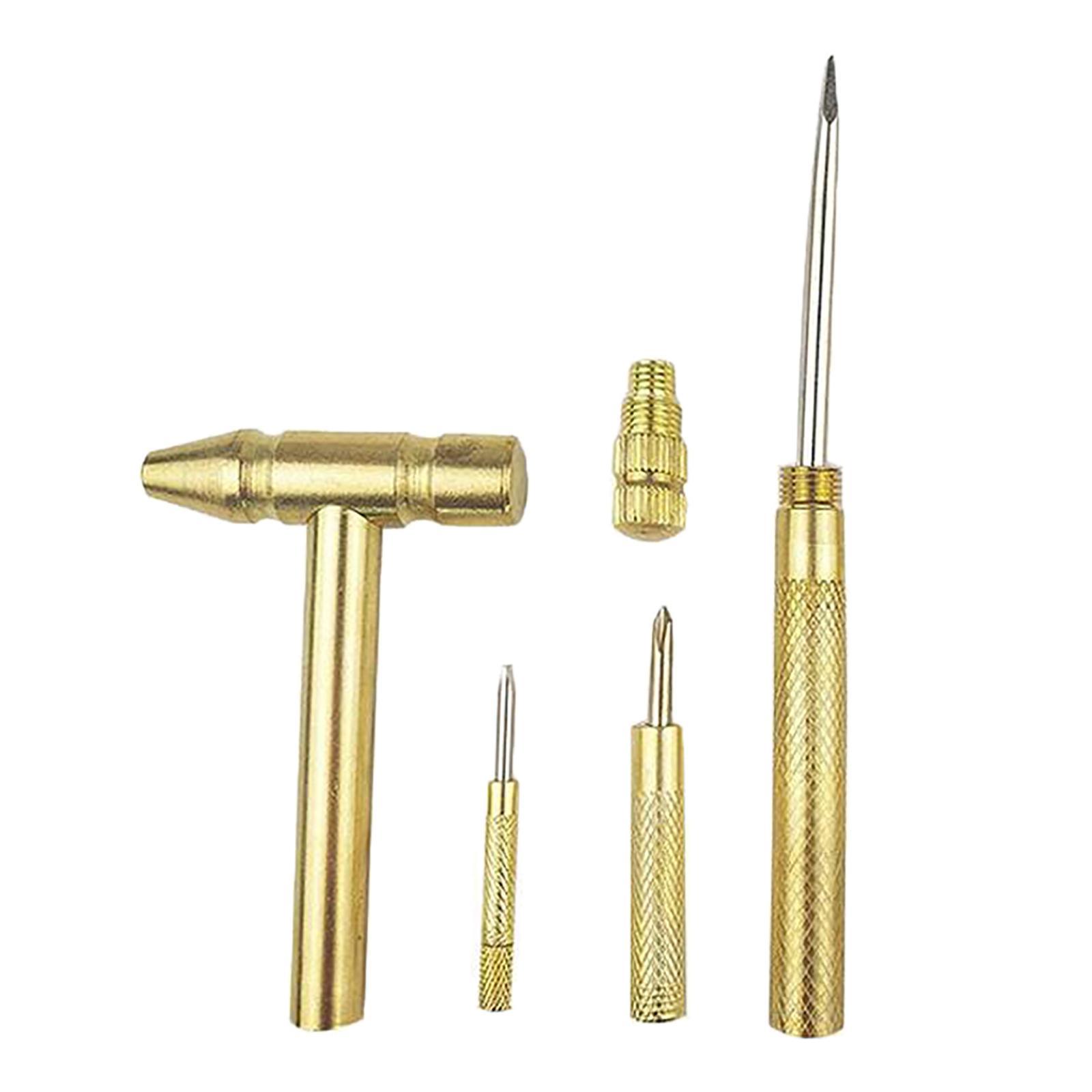 5 in 1 Multifunctional Mini Hammer Screwdriver Copper-Plated Hand Tools for Jewelers