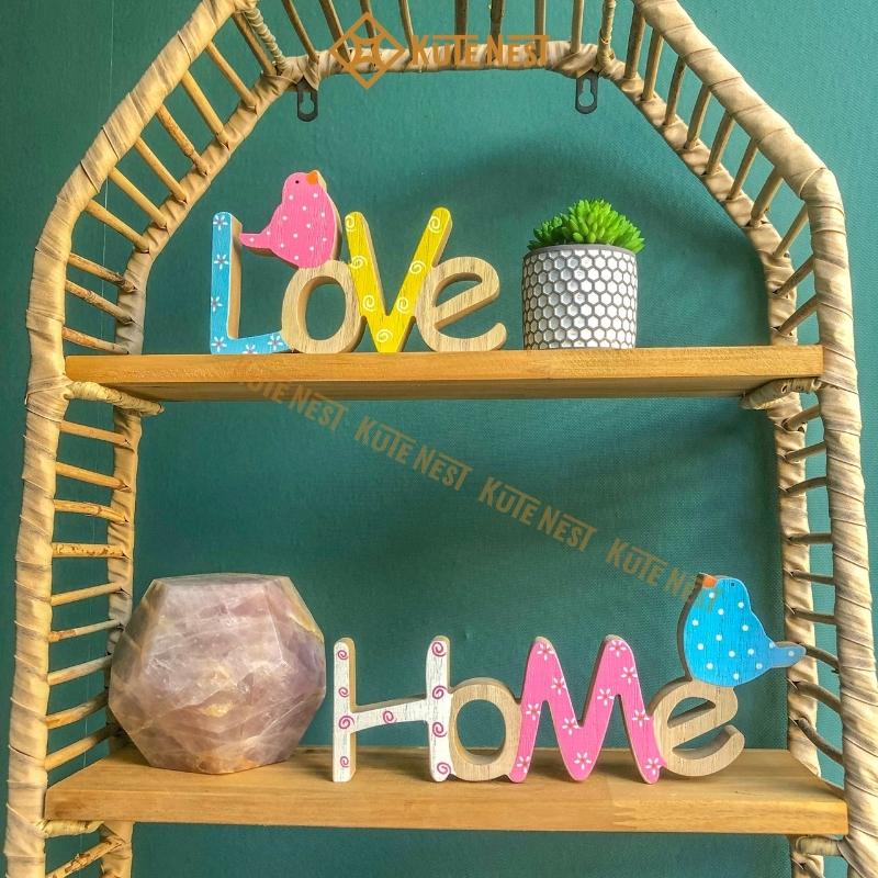 Chữ gỗ trang trí, chữ Love, Home bằng gỗ tự nhiên cao cấp, decor bàn làm việc, trang trí văn phòng độc đáo