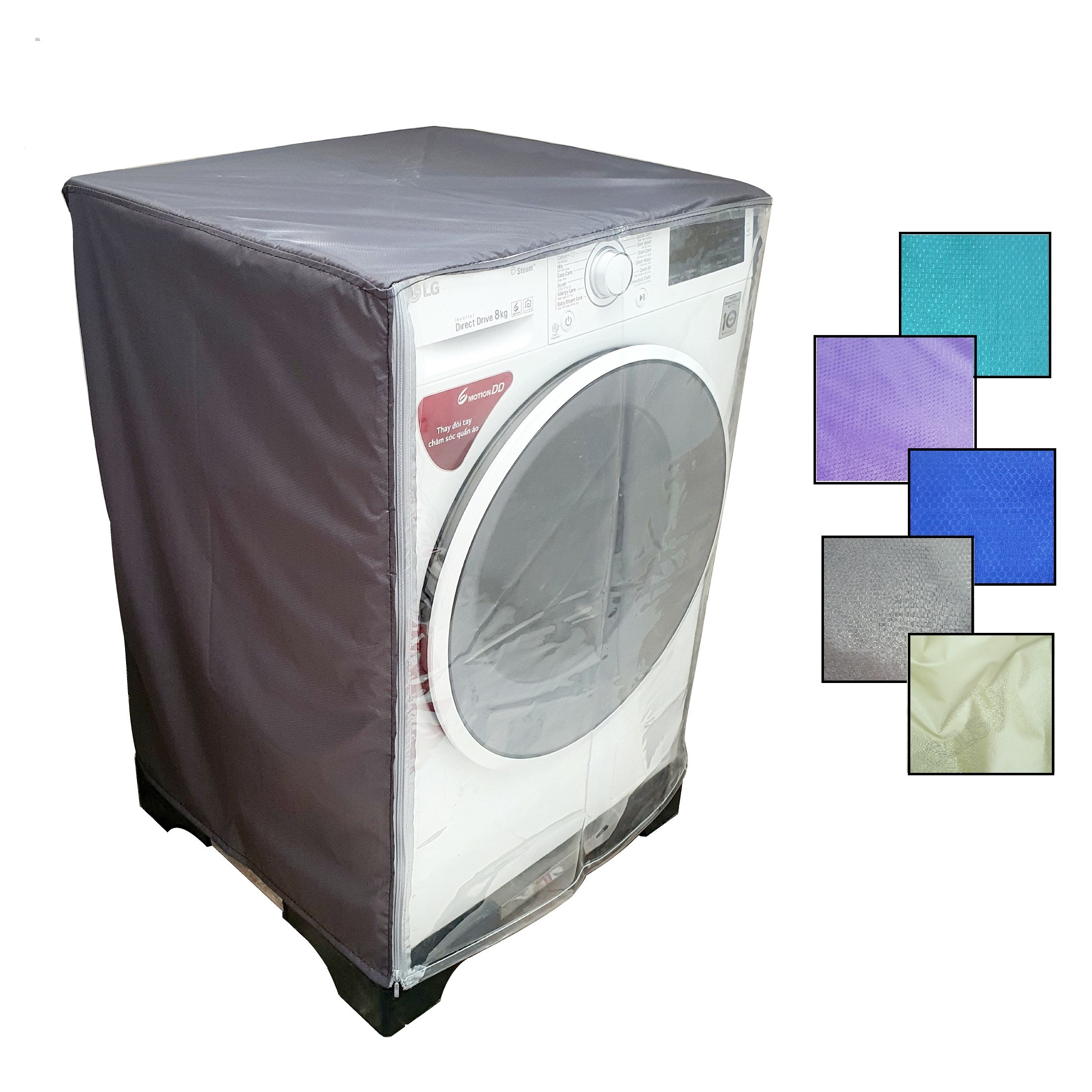 vỏ bọc máy giặt cửa ngang, áo trùm máy giặt cửa trước chất liệu vải dù chống mưa nắng